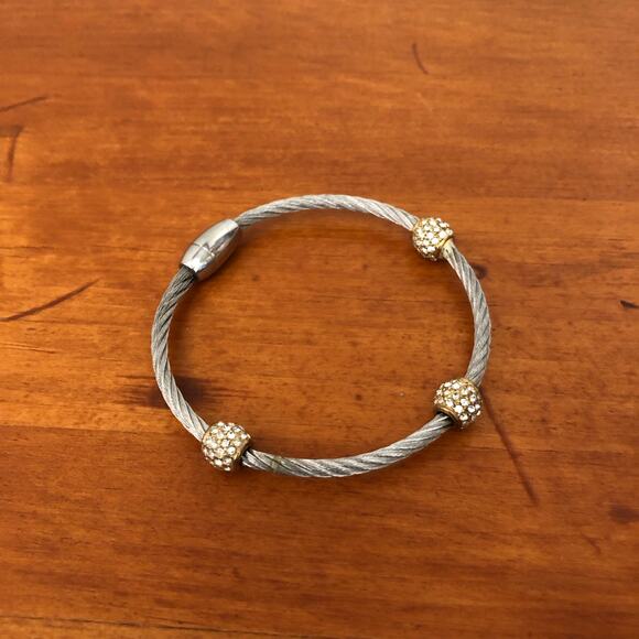 3 PCS Silver Unique Vintage Rope Style Bracelet Set with Small Gemstone Beads - Picture 6 of 9